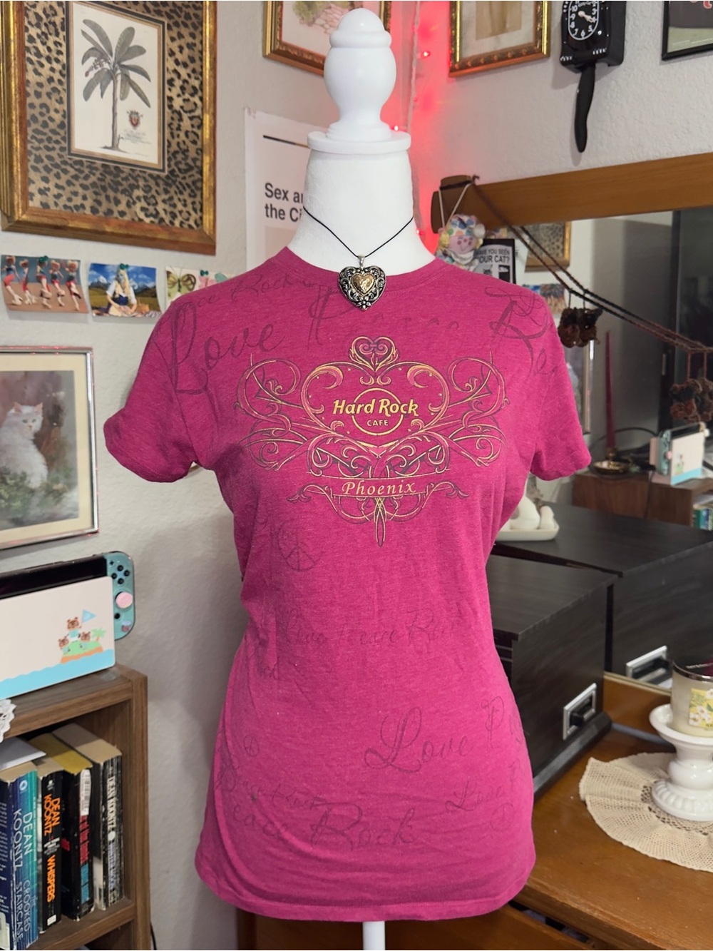Y2K Hard Rock Couture Phoenix Women's Pink Graphic Tee - Picture 2 of 10